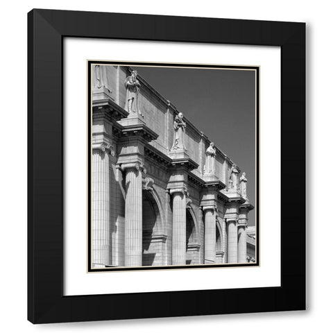 Union Station facade and sentinels, Washington, D.C. - Black and White Variant Black Modern Wood Framed Art Print with Double Matting by Highmith, Carol