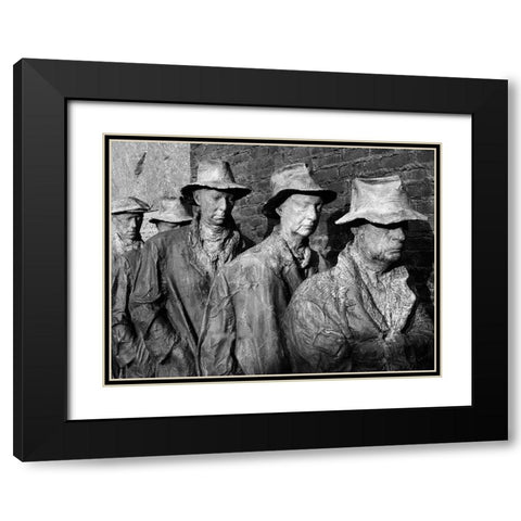 Breadline, F.D.R. Memorial, Washington, D.C. - Black and White Variant Black Modern Wood Framed Art Print with Double Matting by Highmith, Carol
