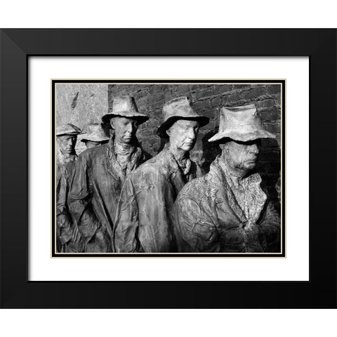 Breadline, F.D.R. Memorial, Washington, D.C. - Black and White Variant Black Modern Wood Framed Art Print with Double Matting by Highmith, Carol