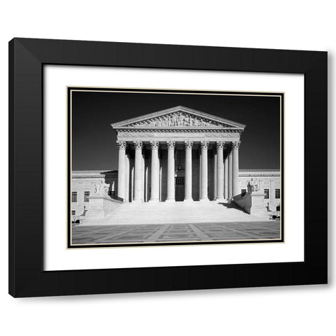 U.S. Supreme Court building, Washington, D.C. - Black and White Variant Black Modern Wood Framed Art Print with Double Matting by Highmith, Carol