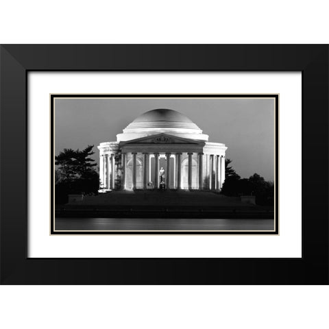 Jefferson Memorial, Washington, D.C. - Black and White Variant Black Modern Wood Framed Art Print with Double Matting by Highmith, Carol