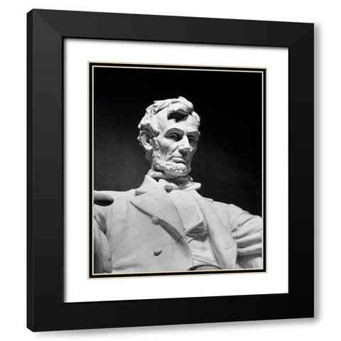 Lincoln Memorial statue by Daniel Chester French, Washington, D.C. - Black and White Variant Black Modern Wood Framed Art Print with Double Matting by Highmith, Carol