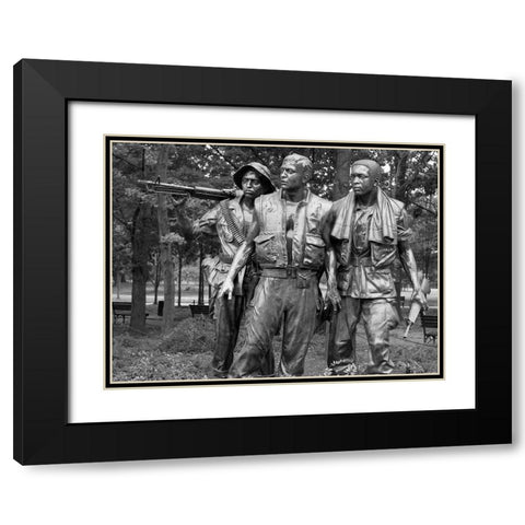 Vietnam memorial soldiers by Frederick Hart, Washington, D.C. - Black and White Variant Black Modern Wood Framed Art Print with Double Matting by Highmith, Carol