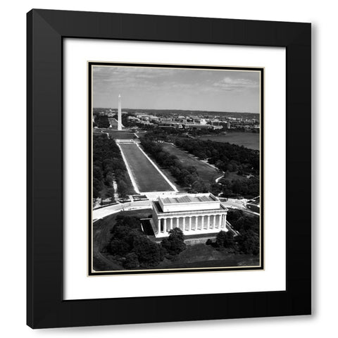 National Mall, Lincoln Memorial and Washington Monument, Washington D.C. - Black and White Variant Black Modern Wood Framed Art Print with Double Matting by Highmith, Carol