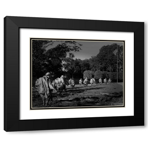Stainless-steel troopers on patrol at the Korean War Veterans Memorial, Washington, D.C. - Black a Black Modern Wood Framed Art Print with Double Matting by Highmith, Carol