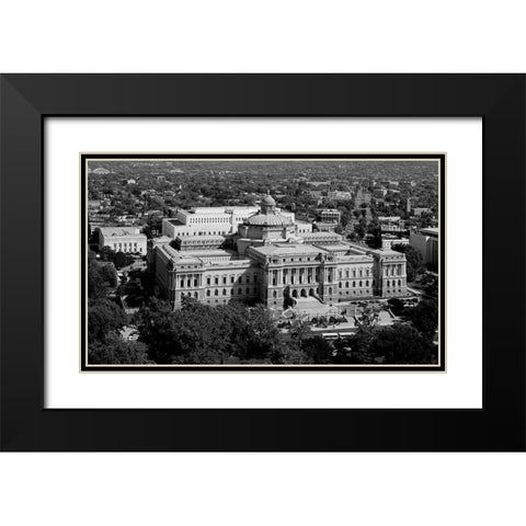 View of the Library of Congress Thomas Jefferson Building from the U.S. Capitol dome, Washington, D. Black Modern Wood Framed Art Print with Double Matting by Highmith, Carol