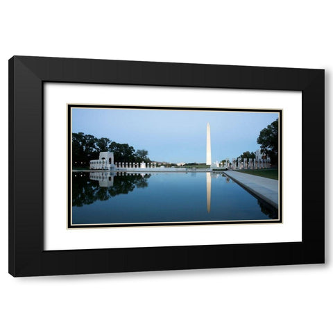Reflecting pool on the National Mall with the Washington Monument reflected, Washington, D.C. - Vint Black Modern Wood Framed Art Print with Double Matting by Highmith, Carol