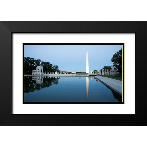 Reflecting pool on the National Mall with the Washington Monument reflected, Washington, D.C. - Vint Black Modern Wood Framed Art Print with Double Matting by Highmith, Carol