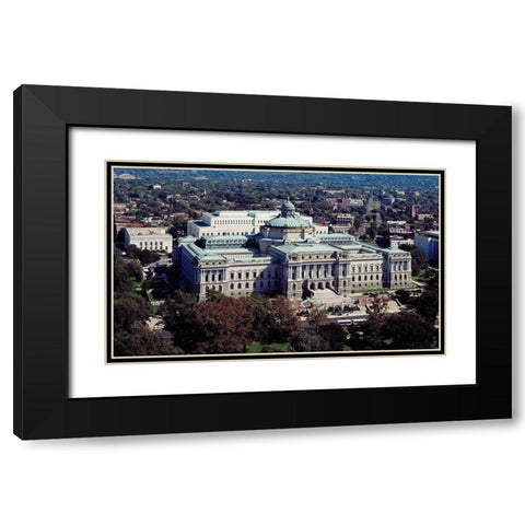 View of the Library of Congress Thomas Jefferson Building from the U.S. Capitol dome, Washington, D. Black Modern Wood Framed Art Print with Double Matting by Highmith, Carol