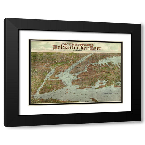 Panoramic view of New York City and vicinity, 1912 Black Modern Wood Framed Art Print with Double Matting by Beer, Knickerbocker