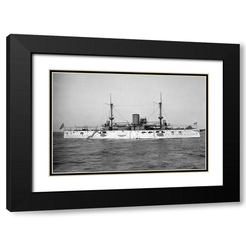 USS Texas, 1895 Black Modern Wood Framed Art Print with Double Matting by Hart, Edward H.