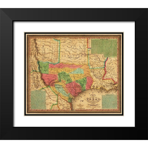 New map of Texas : with the contiguous American and Mexican states, 1835 Black Modern Wood Framed Art Print with Double Matting by Mitchell, S. Augustus