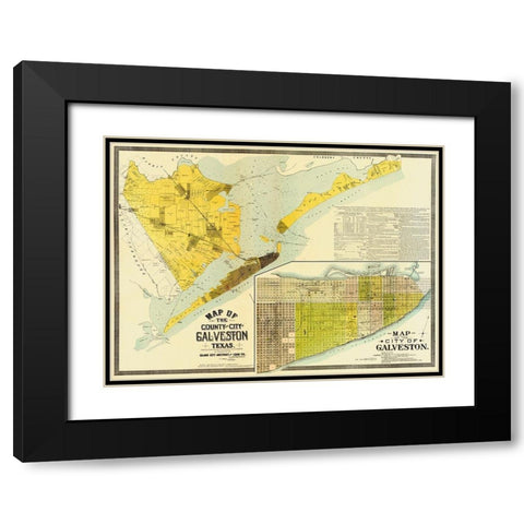 Map of the county and city of Galveston, Texas, 1891 Black Modern Wood Framed Art Print with Double Matting by Island City Abstract and Loan Co.