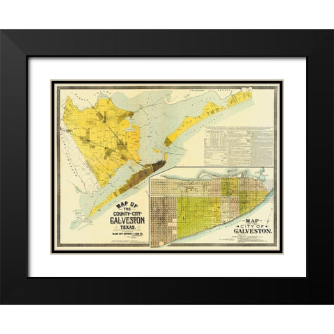 Map of the county and city of Galveston, Texas, 1891 Black Modern Wood Framed Art Print with Double Matting by Island City Abstract and Loan Co.