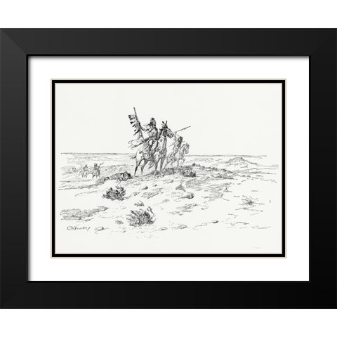The Indian of the Plains as he was, 1899 Black Modern Wood Framed Art Print with Double Matting by Russell, Charles Marion