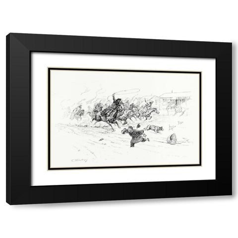 Painting the Town, 1899 Black Modern Wood Framed Art Print with Double Matting by Russell, Charles Marion