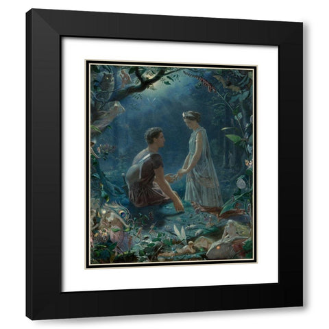 A Midsummer Nights Dream - Hermia and Lysander Black Modern Wood Framed Art Print with Double Matting by Simmons, John