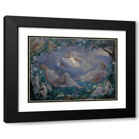 Scene from A Midsummer Nights Dream Black Modern Wood Framed Art Print with Double Matting by Simmons, John