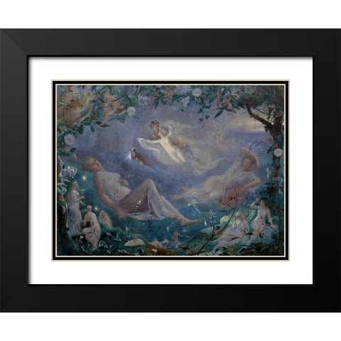 Scene from A Midsummer Nights Dream Black Modern Wood Framed Art Print with Double Matting by Simmons, John
