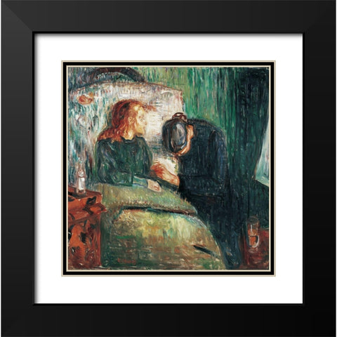 The Sick Child, 1907 Black Modern Wood Framed Art Print with Double Matting by Munch, Edvard