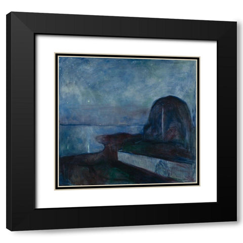 Starry Night, 1983 Black Modern Wood Framed Art Print with Double Matting by Munch, Edvard