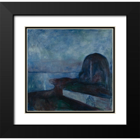 Starry Night, 1983 Black Modern Wood Framed Art Print with Double Matting by Munch, Edvard