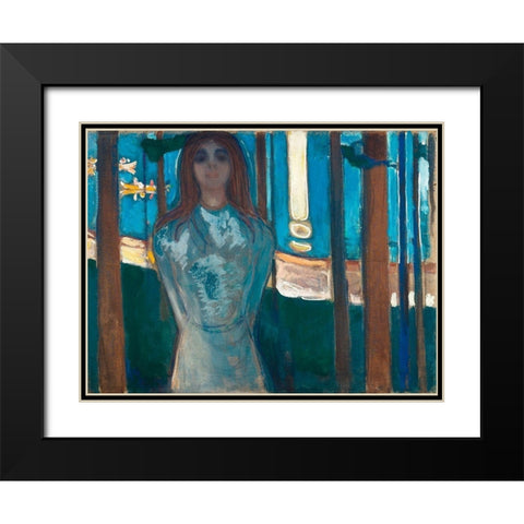 The Voice / Summer Night, 1896 Black Modern Wood Framed Art Print with Double Matting by Munch, Edvard