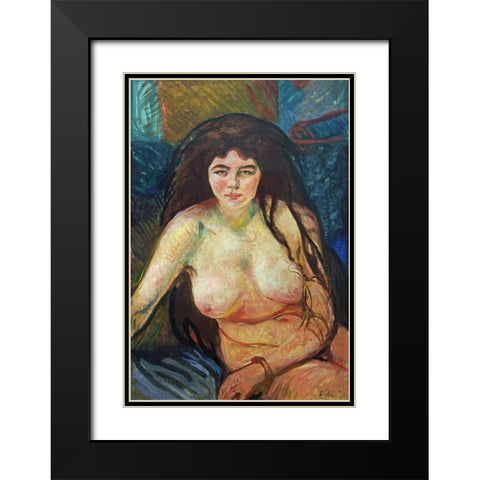 Female Nude; The Beast, 1902 Black Modern Wood Framed Art Print with Double Matting by Munch, Edvard