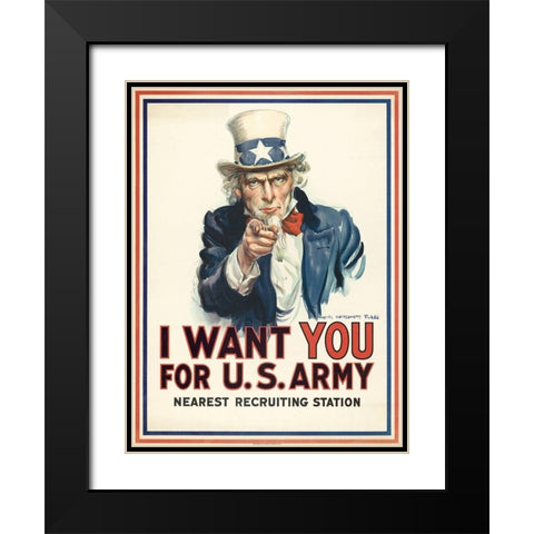 I want you for U.S. Army, c. 1917 Black Modern Wood Framed Art Print with Double Matting by Flagg, James Montgomery