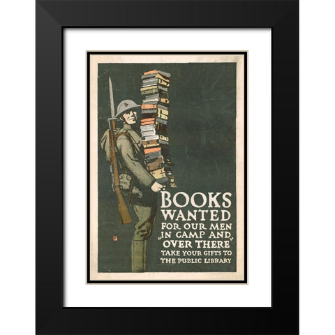 Books Wanted for our Men in Camp and Over There, 1918/1923 Black Modern Wood Framed Art Print with Double Matting by Falls, Charles Buckles