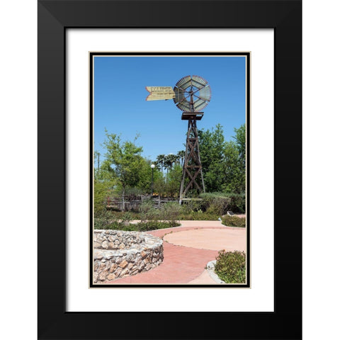 Windmill in the Will Looney Legacy Park at the Museum of South Texas History in Edinburg, TX Black Modern Wood Framed Art Print with Double Matting by Highmith, Carol