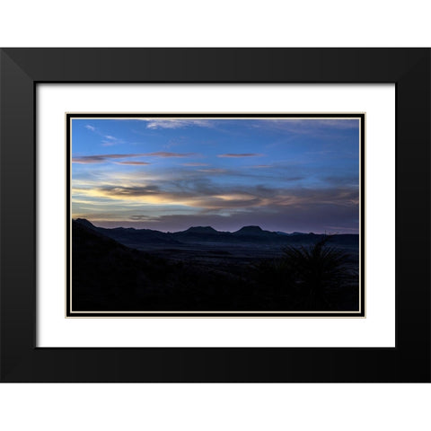 Sunset over the low mountains in the rugged terrain north of Big Bend National Park in the Trans-Pe Black Modern Wood Framed Art Print with Double Matting by Highmith, Carol
