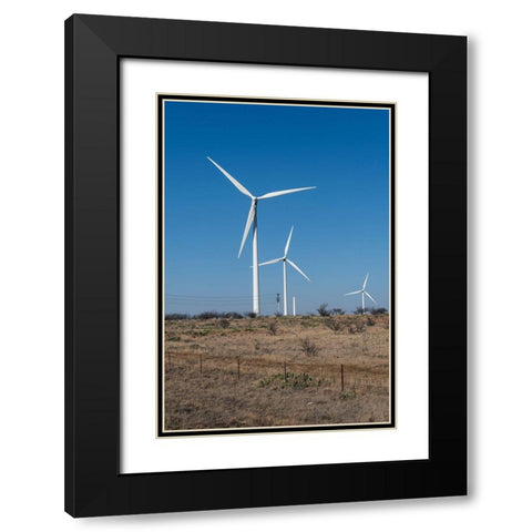 Wind turbines in Shackelford County, TX, northeast of Abilene Black Modern Wood Framed Art Print with Double Matting by Highmith, Carol