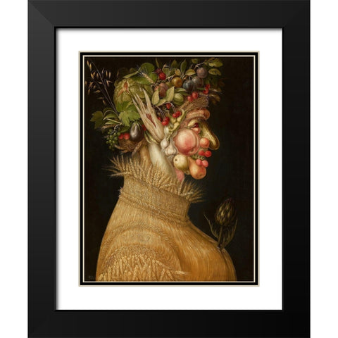 Summer Black Modern Wood Framed Art Print with Double Matting by Arcimboldo, Giuseppe