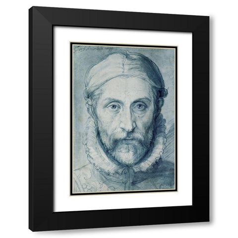 Self Portrait Black Modern Wood Framed Art Print with Double Matting by Arcimboldo, Giuseppe