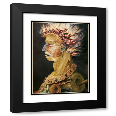Fire Black Modern Wood Framed Art Print with Double Matting by Arcimboldo, Giuseppe