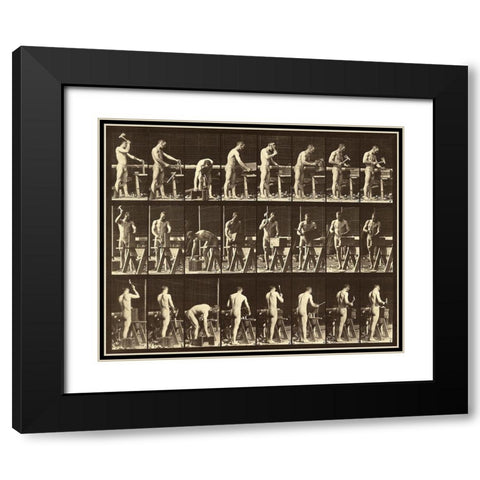 Motion Study: Woodwork Black Modern Wood Framed Art Print with Double Matting by Muybridge, Eadweard J.