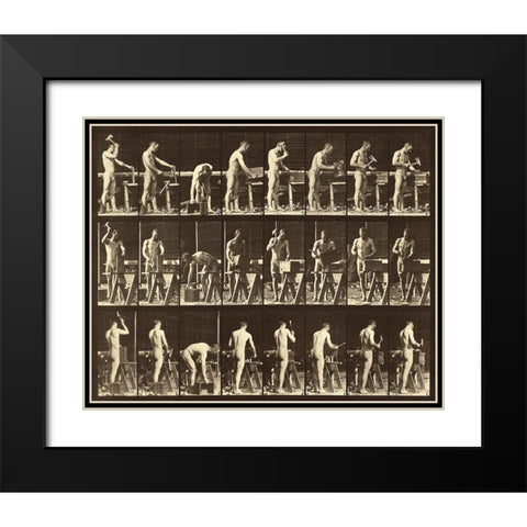 Motion Study: Woodwork Black Modern Wood Framed Art Print with Double Matting by Muybridge, Eadweard J.