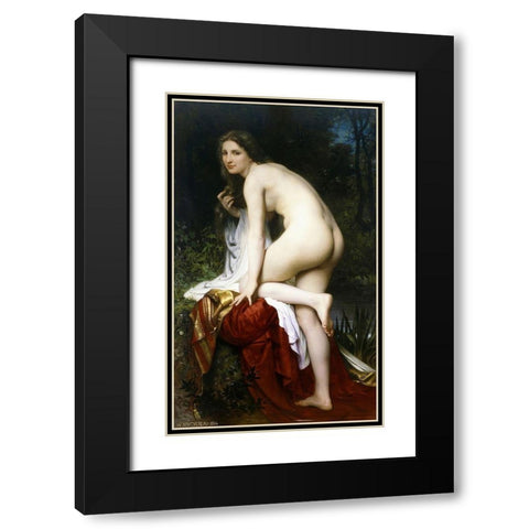 Baigneuse Black Modern Wood Framed Art Print with Double Matting by Bouguereau, William-Adolphe