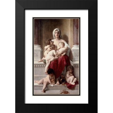 Charity Black Modern Wood Framed Art Print with Double Matting by Bouguereau, William-Adolphe