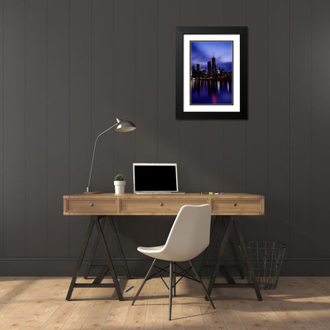 Skyline at dusk Chicago Illinois Black Modern Wood Framed Art Print with Double Matting by Highsmith, Carol