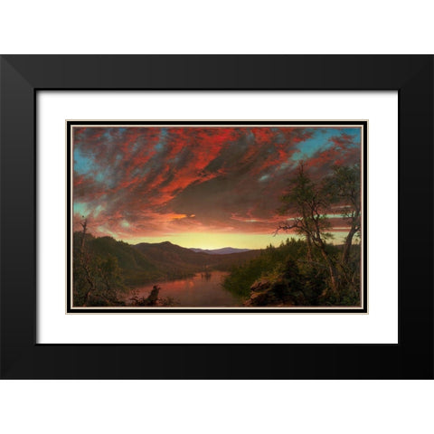 Twilight in the Wilderness Black Modern Wood Framed Art Print with Double Matting by Church, Frederic Edwin