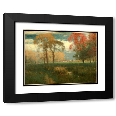 Sunny Autumn Day Black Modern Wood Framed Art Print with Double Matting by Inness, George