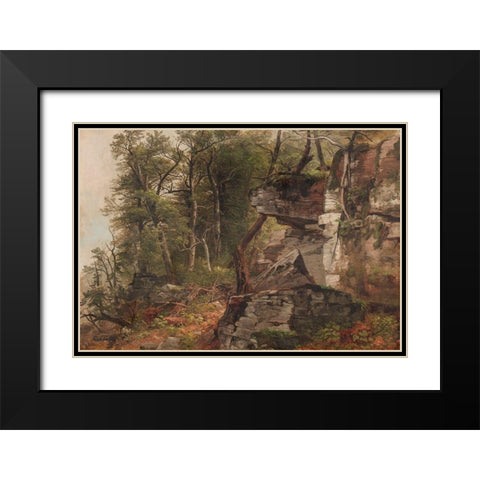Trees on a Rocky Hillside Black Modern Wood Framed Art Print with Double Matting by Durand, Asher Brown