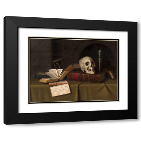 Memento Mori To This Favour Black Modern Wood Framed Art Print with Double Matting by Harnett, William Michael