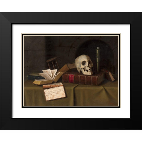 Memento Mori To This Favour Black Modern Wood Framed Art Print with Double Matting by Harnett, William Michael