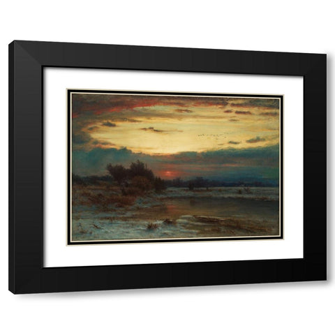A Winter Sky Black Modern Wood Framed Art Print with Double Matting by Inness, George