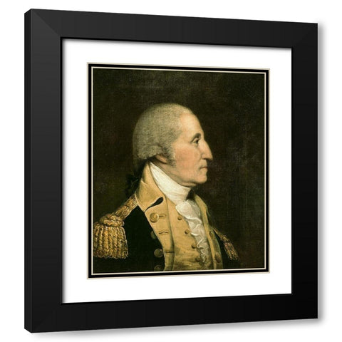 George Washington Black Modern Wood Framed Art Print with Double Matting by America 18th Century