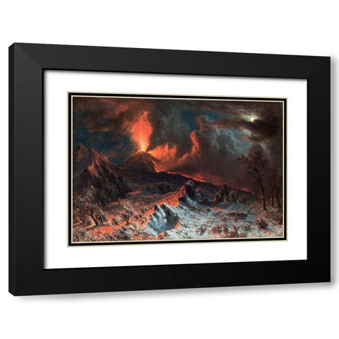 Mount Vesuvius at Midnight Black Modern Wood Framed Art Print with Double Matting by Bierstadt, Albert
