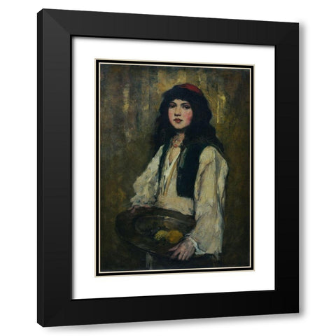 The Venetian Girl Black Modern Wood Framed Art Print with Double Matting by Duveneck, Frank